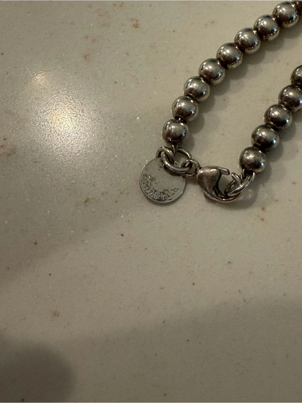 Tiffany & Co. Silver Bead Bracelet with Turquoise Heart Charm